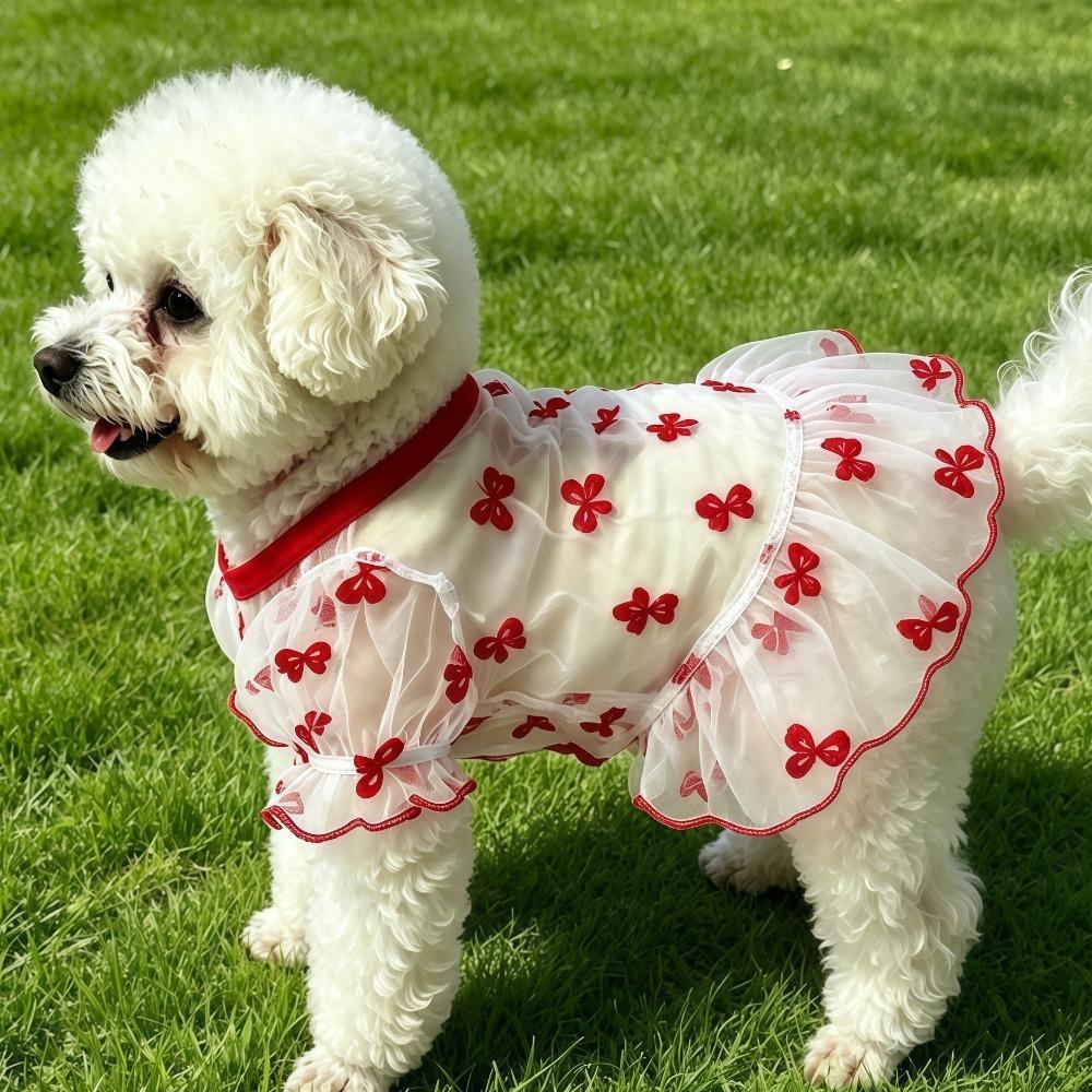 Cozy Dog Sunscreen Clothes Ruffle Trim Puppy Mesh Skirt Sun Protection Clothes Small Medium Dogs