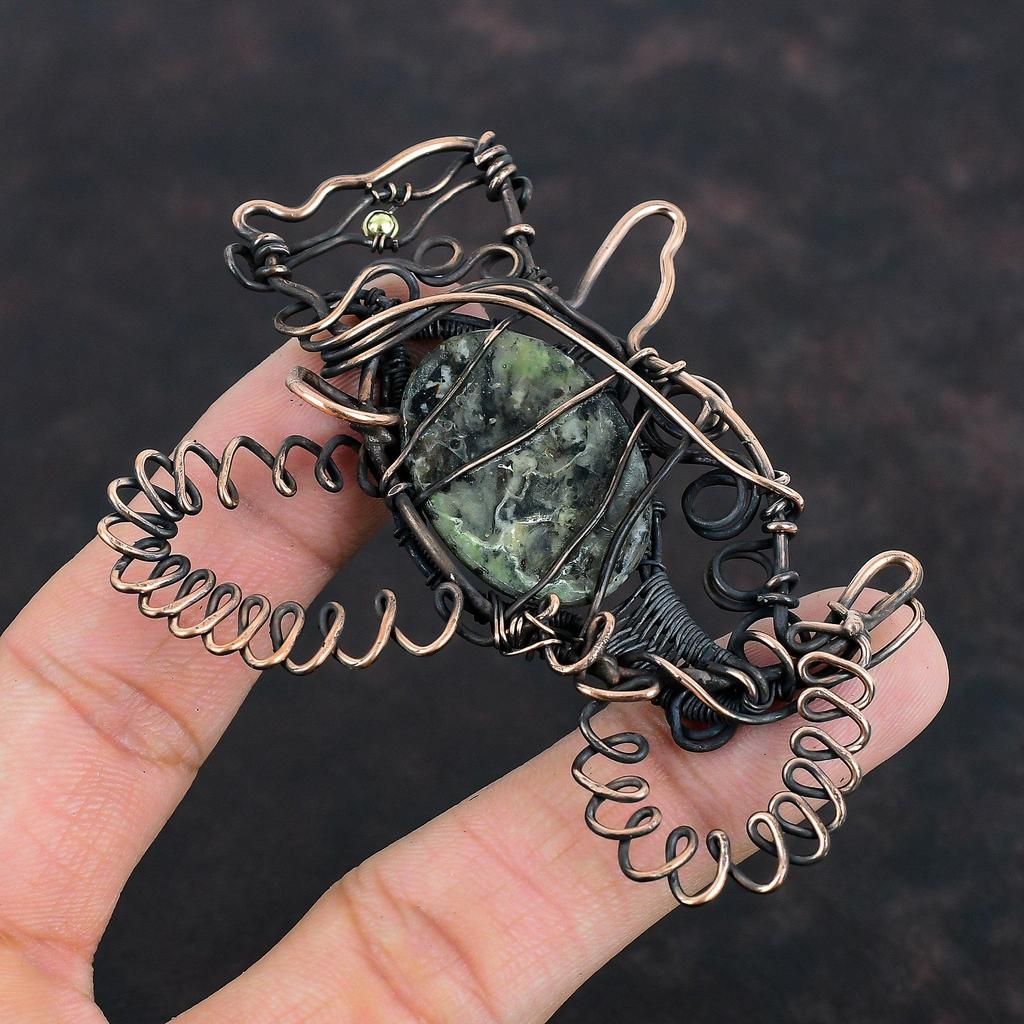 Astrophyllite Pendant Copper Wire Wrapped Pendant Rabbit Pendant Astrophyllite Gemstone Jewelry Handmade Latest Design Pendant Gifts For Her