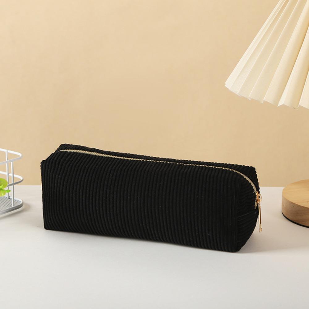 Large Capacity Pencil Case Corduroy Toiletry Organizer Fashion Velvet Makeup Pouch  Lady