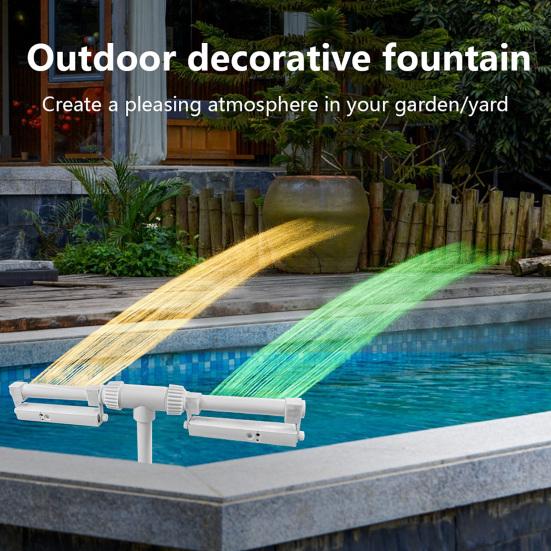 Pool Fountain with 7 Color LED Light Adjustable Dual Spray Pool Water Fountain Pool Waterfall Sprinkler Cooler for Above And In-ground Pools