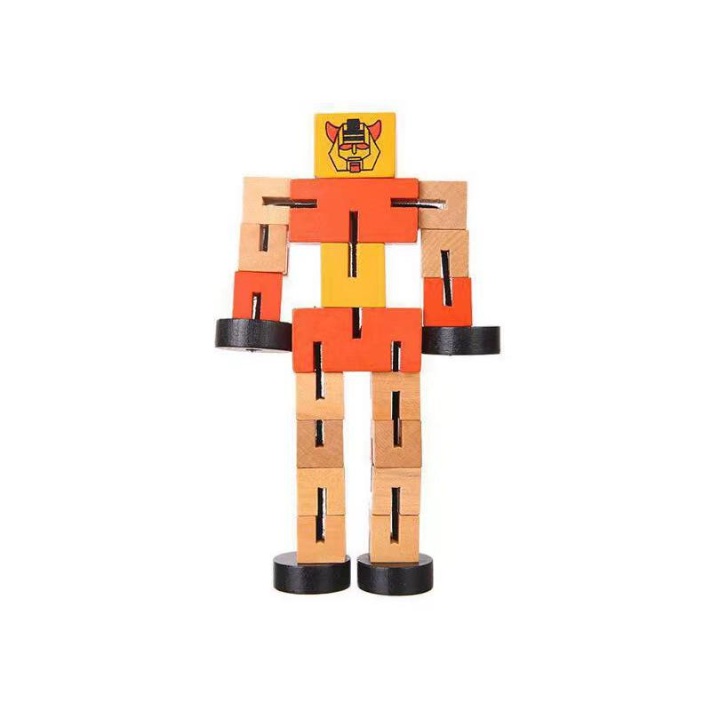 Best-Selling Wooden Transformer Cube Robot: Educational Building Blocks Toy for Kids