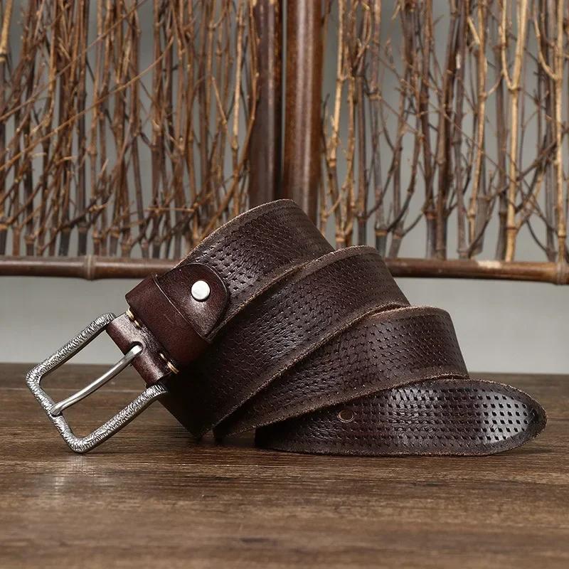 3,8 см чистая коровья кожа высокого качества ремни из натуральной кожи для мужчин фирменный ремень мужской пряжка из нержавеющей стали модные винтажные джинсы ковбой