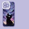 Чехол для телефона Samsung Galaxy S24 S23 S22 S25 Ultra Plus с рисунком «Звездное небо и черный кот», прозрачный чехол-бампер S25+ S22+ S23+ S24+