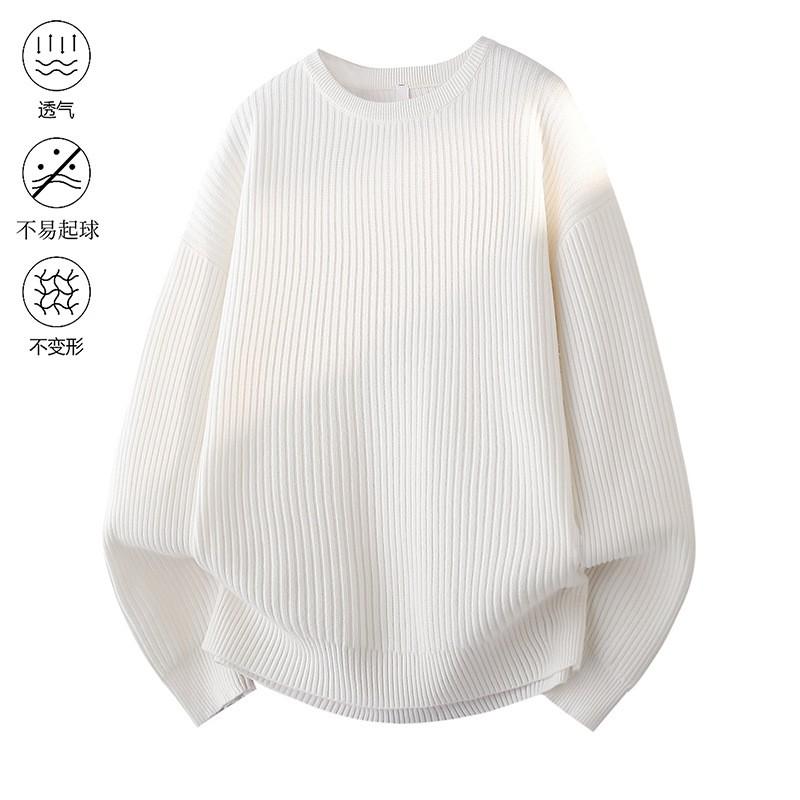 Mens Oversized Crewneck Knit Sweater Casual Long Sleeve Pullover Fall Streetwear