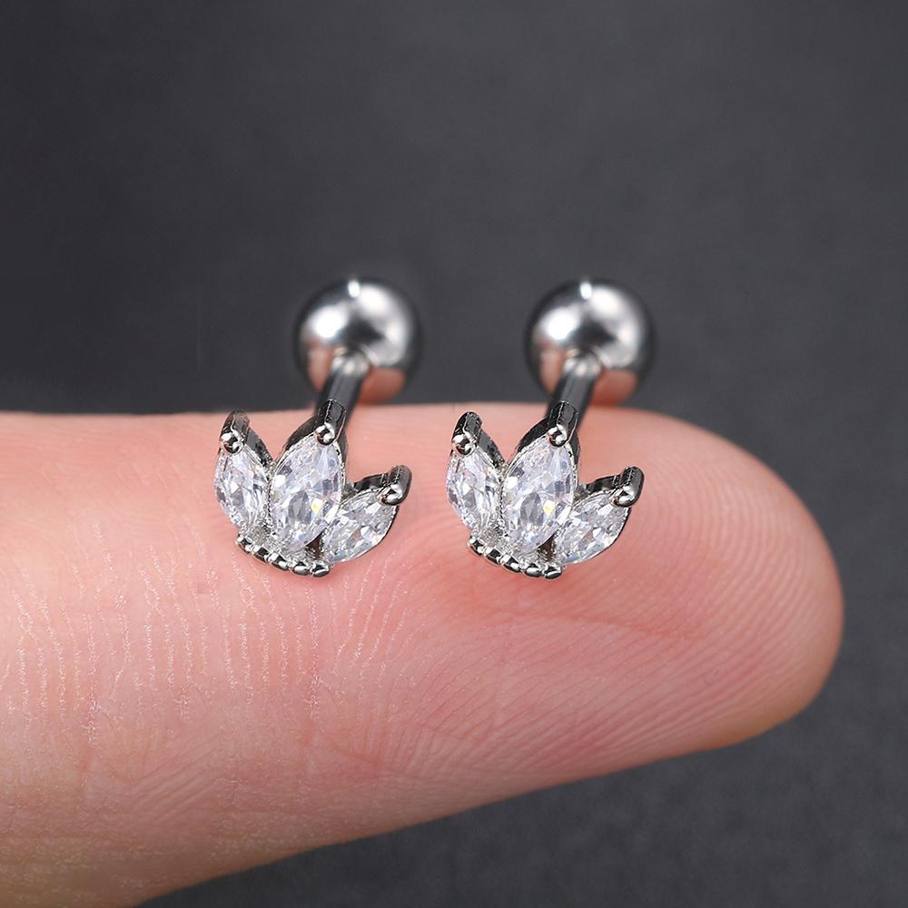 2 шт., минимальные серьги из нержавеющей стали с цирконом, женские и мужские спиральные серьги для козелка, хряща, раковины Daith, ювелирные изделия для пирсинга ушей