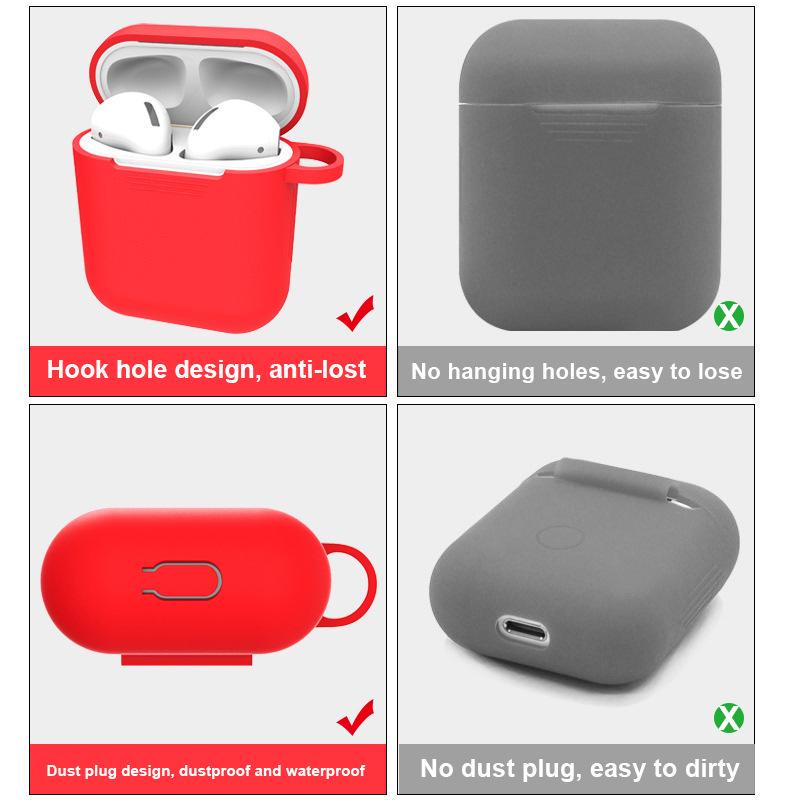 Чехол для Apple Airpods 1/2, силиконовый защитный чехол для беспроводной Bluetooth-гарнитуры с крючком
