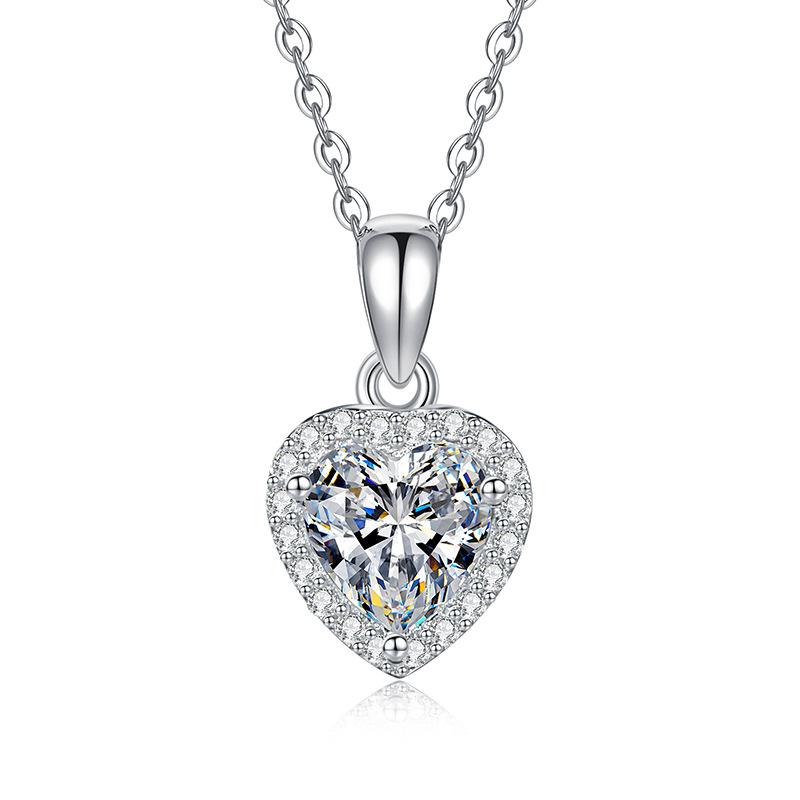 High Quality Lab Grown Ruby Sapphire Jewelry S925 Sterling Silver 1ct Heart Cut Lab Grown Gemstones Necklace For Women