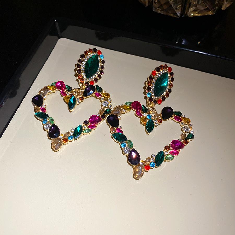 Серебряная Игла Алмазные Геометрические Сердце Полые Серьги Сладкие Крутые Серьги с Характером Spice Girl Легкая Роскошь Продвинутые Серьги Женские