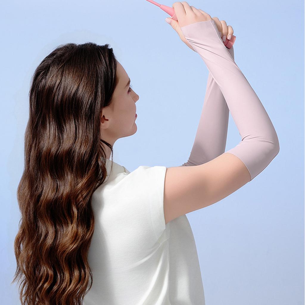 Arm Sleeves with Thumb Hole Sunscreen and Cooling for Women Men Summer Cycling Traveling Fishing Pink