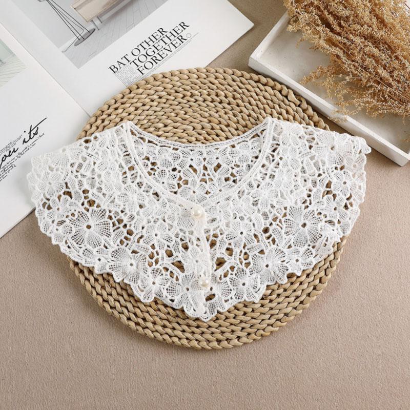 Lace Fake Collar Women Detachable Collars For Women False Collar Embroidery Floral Lolita Lapel Half Shirt Shawl Wrap Decoration