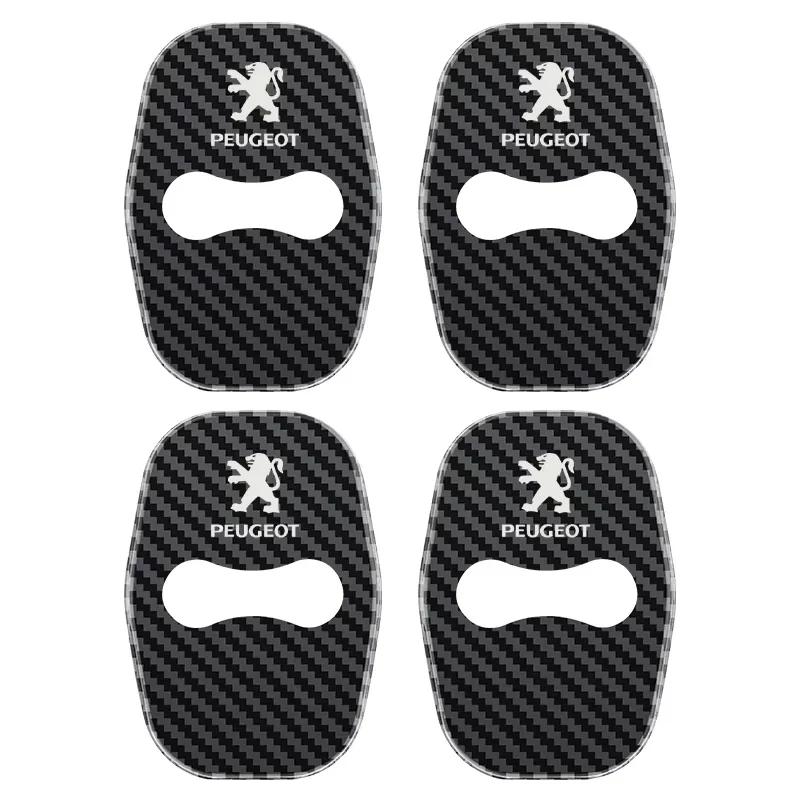 Car Sticker 2025 Hot 4Pcs Stainless Steel Car Door Lock Cover Stickers For Peugeot 208 3008 407 2008 508 206 308 307 Interior Au