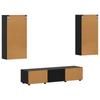 FLORIN 3 Piece TV Cabinet Set with Drawers Black Engineered Wood