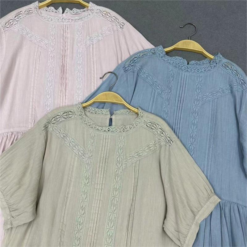 Johnature Летний дворец стиль свободная талия лоскутное кружевное платье женские винтажные однотонные платья с оборками