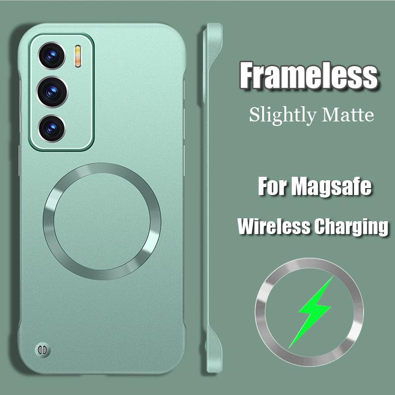 Магнитный безрамочный матовый чехол для телефона Oppo Find X7 Ultra для Magsafe Magsafeing Cover для OPPO Reno 12 Pro Borderless Hard PC Protection Back Cover