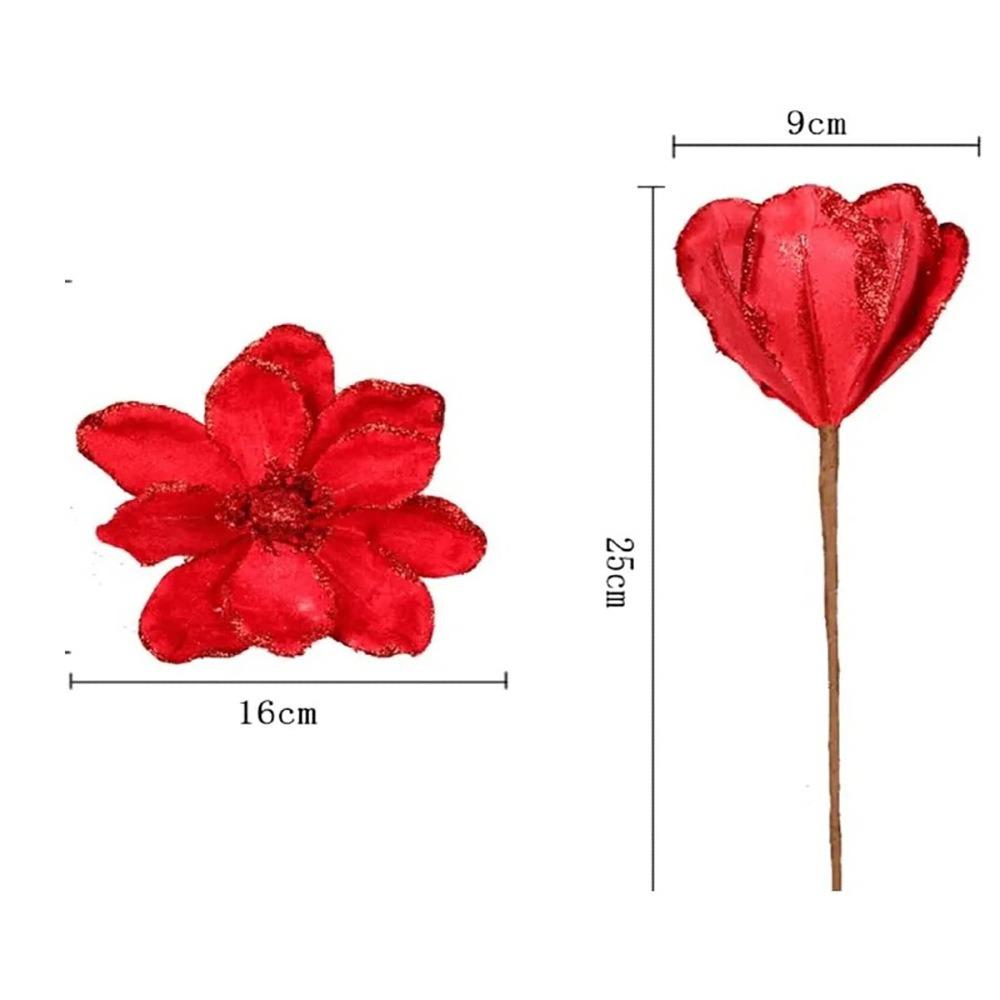 Glitter Finish Fake Flower Decoration Sequin Material Xmas Tree Flower Xmas Tree Decoration