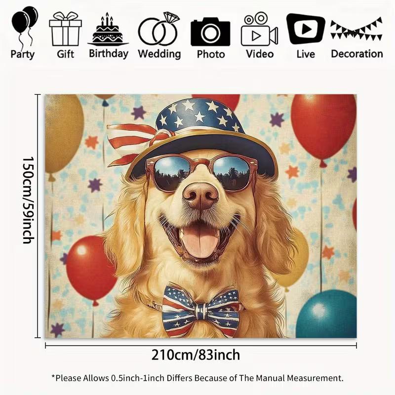 2D Patriotic Golden Retriever Backdrop 4th of July Photography Background