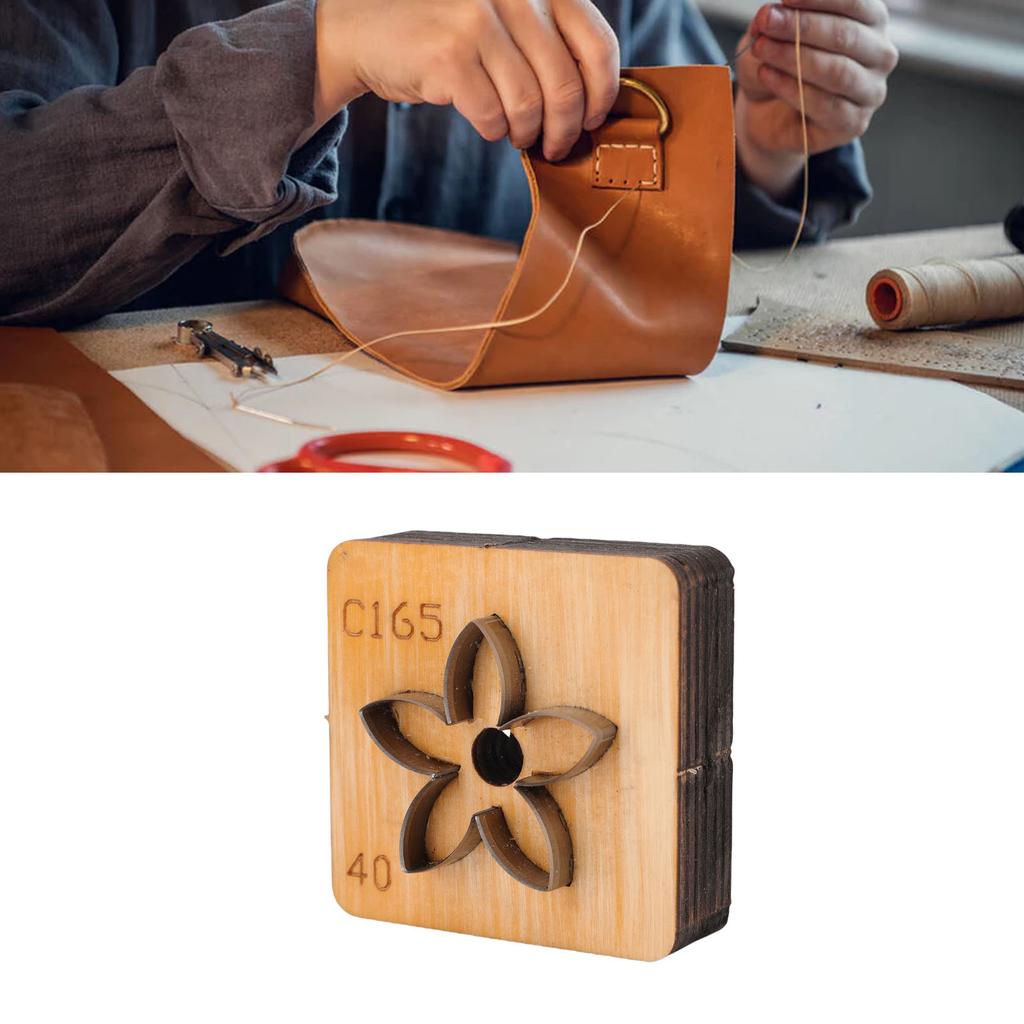 Цветочный штамп для резки кожи   Деревянная основа Углеродистая сталь Форма цветка Штамп для резки кожи для рукоделия