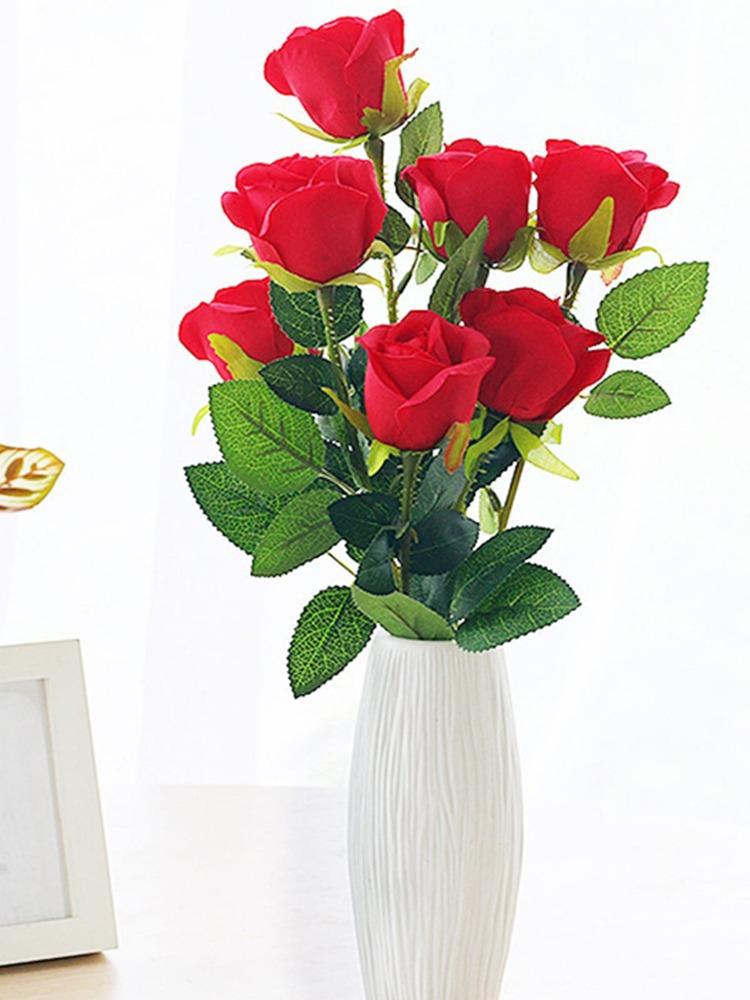 12 Pcs 48cm Bridal Bouquet Artificial Rose Flowers Fake Flower for Valentine's Day Gift Home Birthday Wedding Table Decoration Silk Roses