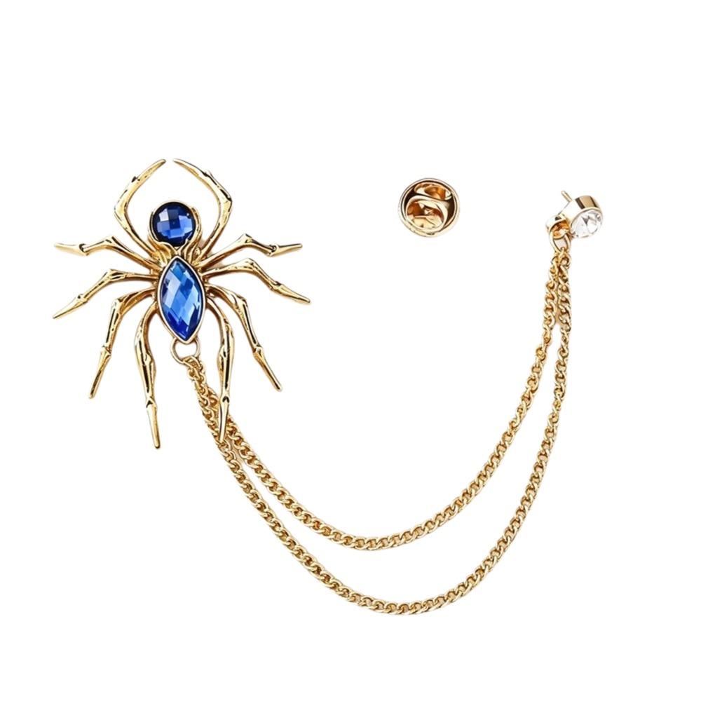 Fashion Versatile Spider Brooch Exaggerated Design Zircon Brooches Shirt Collar