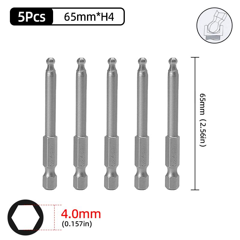 Набор шестигранных отверток с шаровым наконечником, шестигранный ключ, отвертка, сверло с хвостовиком 1/4 дюйма, магнитная сталь S2 65/100 мм, ручные ремонтные инструменты