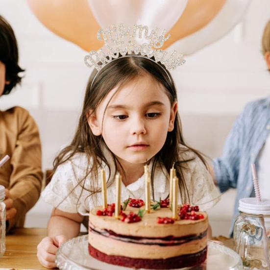 2 шт./компл., женская корона с днем ​​рождения, повязка на голову со стразами, набор, диадема на день рождения, для вечеринок для девочек