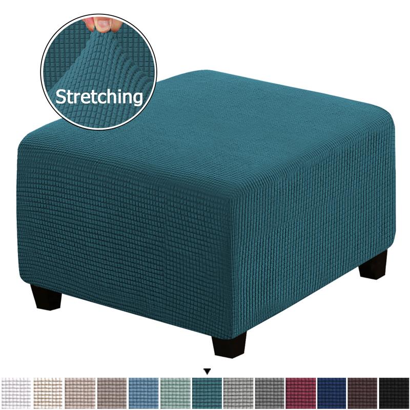 Jacquard Ottoman Stool Cover Furniture Protector Covers Stretch Square Removable Footstool Sofa Slipcovers Washable Chair Covers