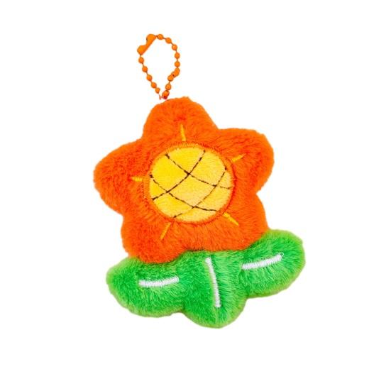 Keychain Soft Plush Sunflower Pendant with Smile Face Text Design Healing Shape Backpack Keys Bags Car