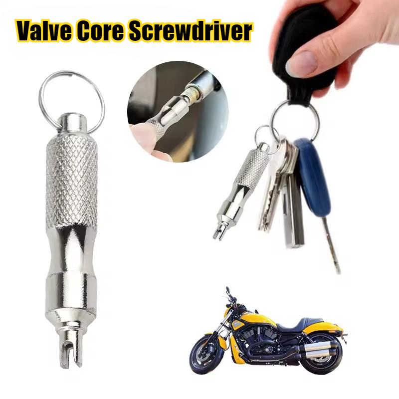 Valve Core Screwdriver Tire Valve Core Stem Remover Tire Remover Keychain For Auto Truck Bike Wheel Repair Tool Accessories
