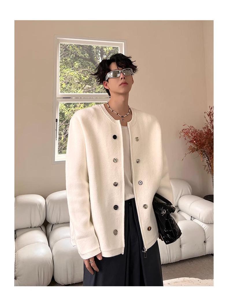 Мужской вязаный кардиган премиум-класса на молнии с круглым вырезом - Осенне-зимний ленивый стиль