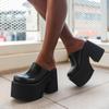Closed Toe Platform Mules Chunky Heels Shoes Women Thick Bottom Black High Platform Slingback Daily Wear Comfortable