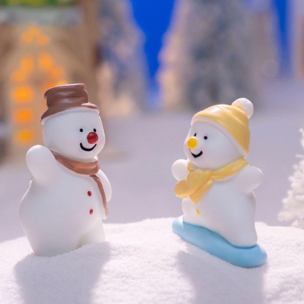 Рождественская мини-фигурка снеговика белая миниатюрная статуэтка снеговика подарок настольная безделушка