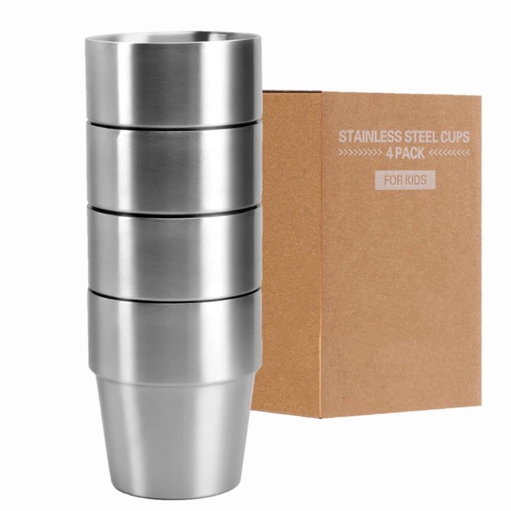 Чашки из нержавеющей стали 10 унций 6 унций Кружки для кемпинга 4 шт. Многоразовые Премиум Металлические Чашки Двойные Стенки Стаканы Для Питья Для Барбекю Домашние Инструменты Для Питья