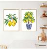 Bonsai Canvas Painting Art Blue White Willow Style Lemon Poster Kitchen Decor Lemon Print  Planter  office decoration