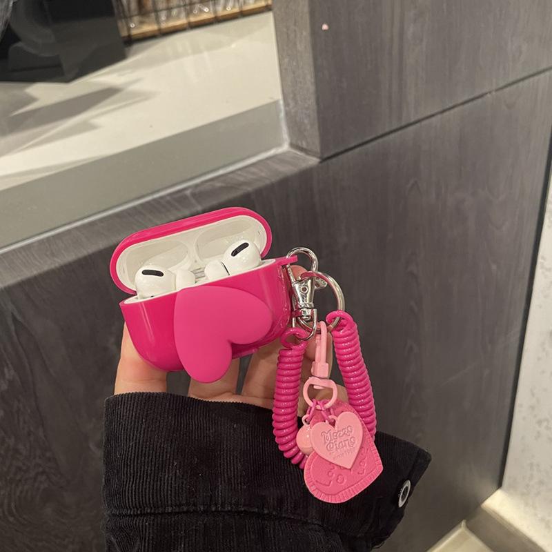 Розово-красный чехол для наушников AirPods 1-го поколения с рисунком сердца для Apple Bluetooth 1-го поколения Pro, защитный чехол, силиконовый мягкий чехол