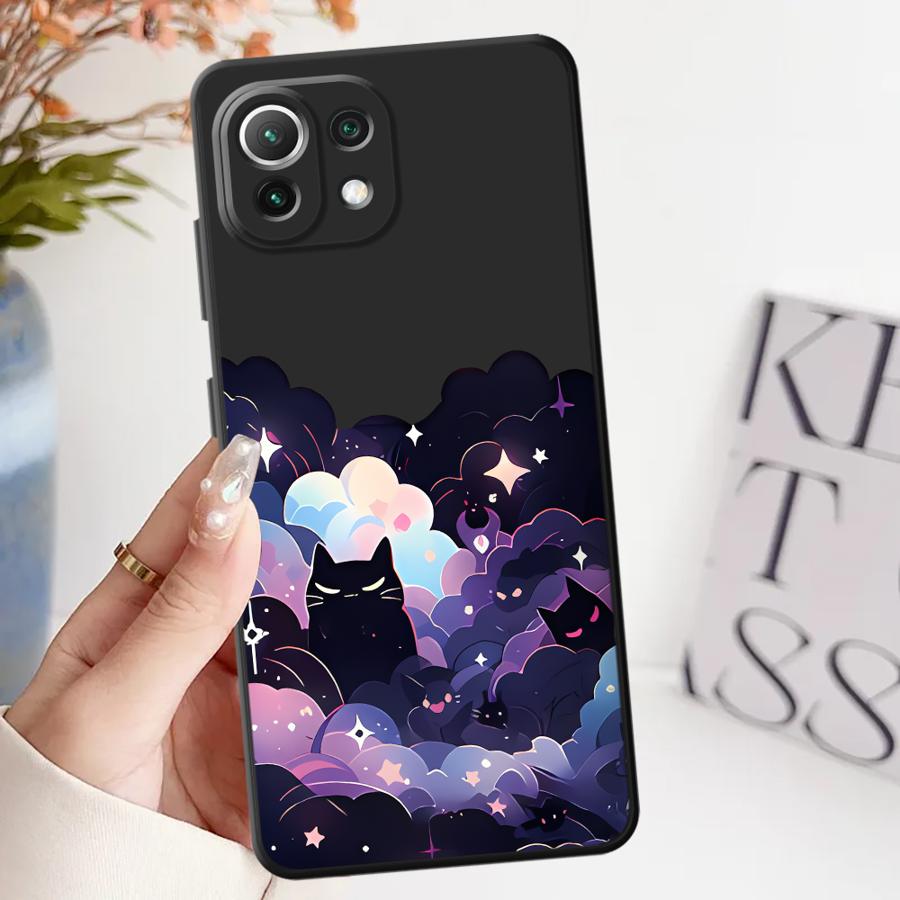 Черный кот Звездная ночь Чехол для Xiaomi Mi 11T 10T 12X 11 12 12T Pro 14 13 Lite Funda Чехол для телефона