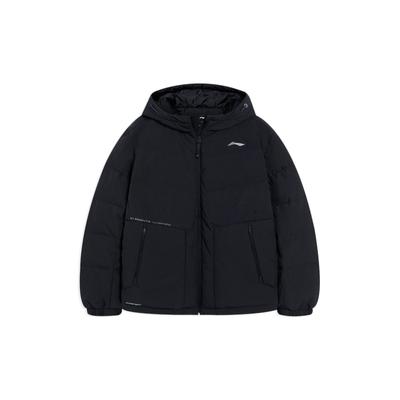 Li Ning Fitness Series однотонный логотип с принтом молнии с капюшоном теплая куртка для мужчин куртки черного цвета AYMS013-1