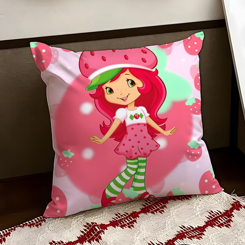 Cartoon SStrawberry SShortcake Cushion Cover Reversible Soft Durable Pillow Cover Home Car MultiScene Use for Daily Comfort