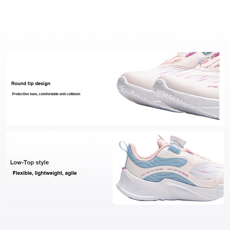 Li Ning Детские удобные универсальные низкие повседневные кроссовки Детские кроссовки Розовый YKNU068-4