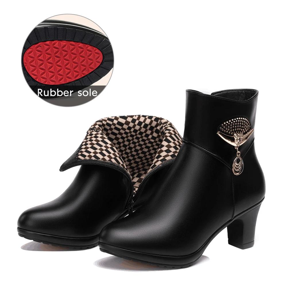 Новые кожаные ботильоны на толстом каблуке женские осенне-зимние замшевые слипоны на мягкой подошве на среднем каблуке с круглым носком хлопковые туфли для мамы