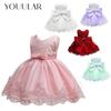 Baby Girls Princess Dress  Sleeveless Lace Bow Tutu Wedding Party Kids Christening Gown 2-6 Years