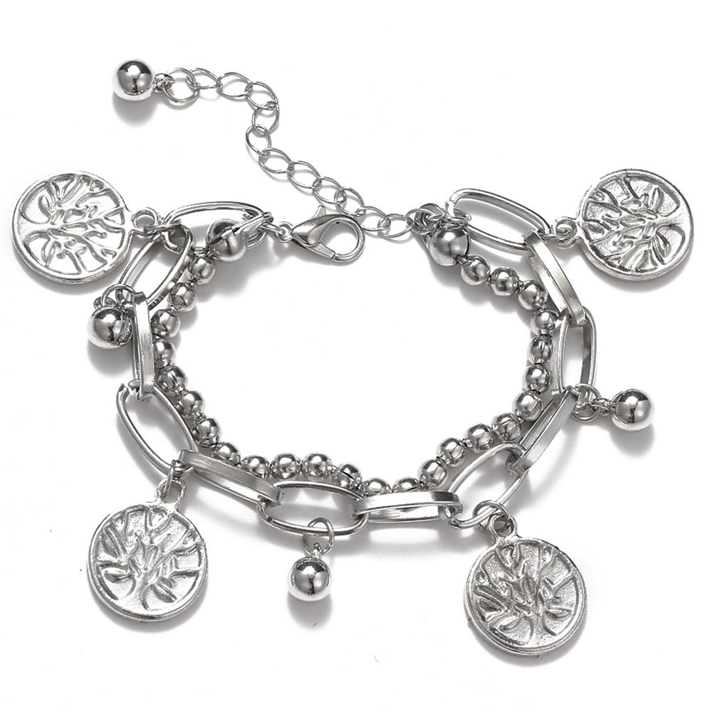 Браслет в стиле ретро с двойным медведем и колокольчиком, браслет с подвеской, модный тренд, браслет со смайликом, милый простой браслет, ювелирные изделия