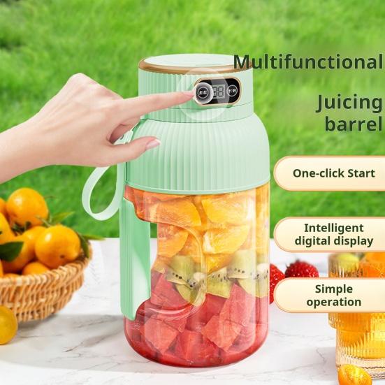 Multifunctional Portable Juicer Cup with Digital Display Large-Capacity USB Rechargeable Cordless Smoothie Blender