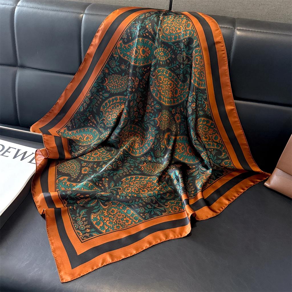 70 см розовый цветочный шелковый шарф для женщин, искусственный шелк, свежий и элегантный универсальный головной убор, одежда, сумки и квадратный шарф