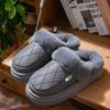 PU Waterproof Cotton Slippers for Women, Autumn and Winter New Thick-Soled Waterproof Fleece-Lined Warm Home and Outdoor Wear Slippers for Men