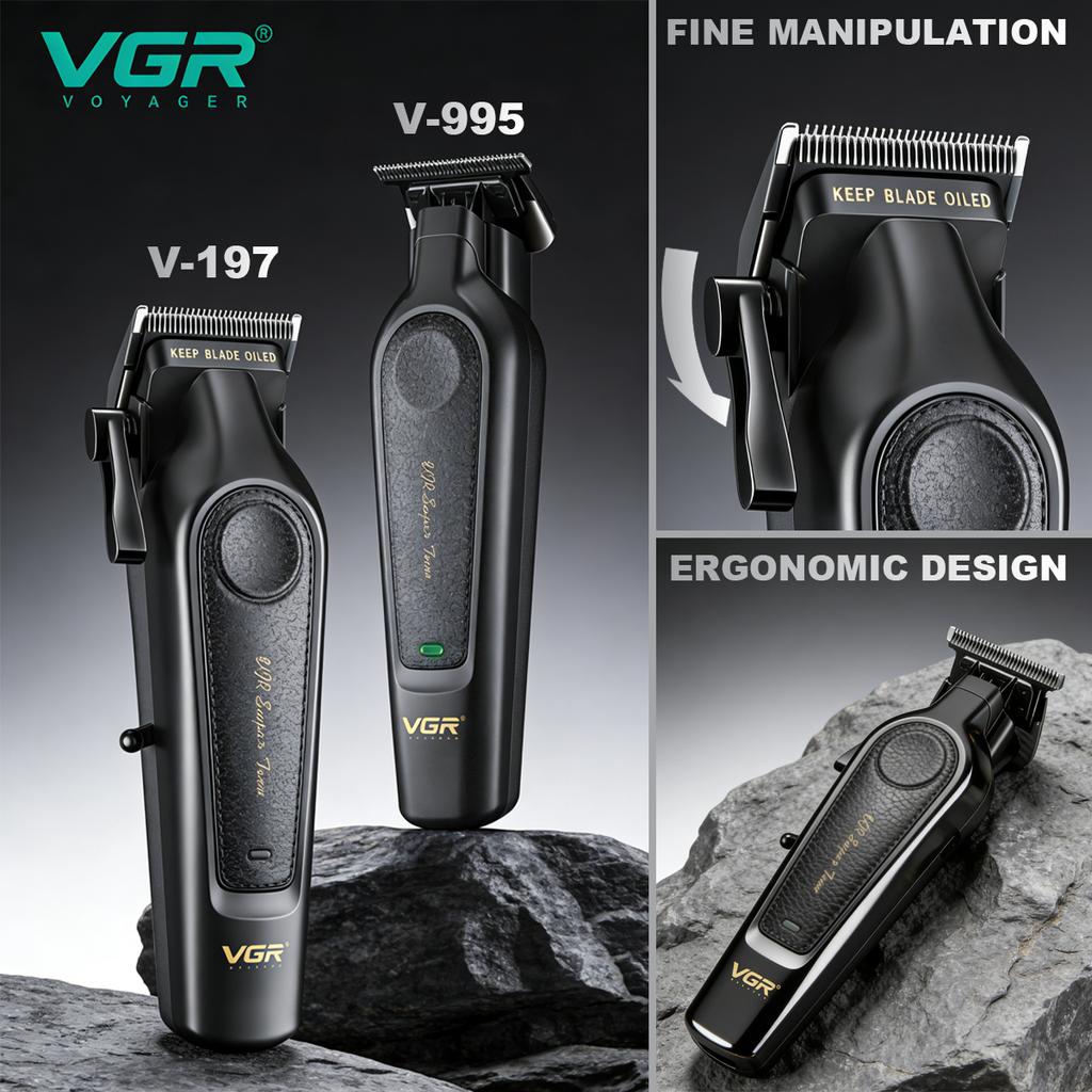 Оригинальная профессиональная машинка для стрижки волос VGR для дома, перезаряжаемый триммер для волос, металлический корпус, машинка для стрижки волос, клипсы с DLC-лезвием для мужчин, V-197 V-995, набор