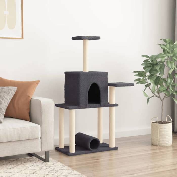 VidaXL Arbre à chat avec griffoirs en sisal gris foncé 122 cm 172090