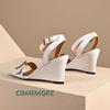 Fashion Summer Shoes Women Sandals Casual Wedges Heel Flip Flops Fashion Bling Ankle Straps Party Wedding Shoes Bridal Ladies White 2024