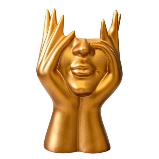 Abstract Face Design Pen Holder Creative Sculpture Large Capacity Desktop Organizer for Pens Erasers Crayons Markers Makeup Brush