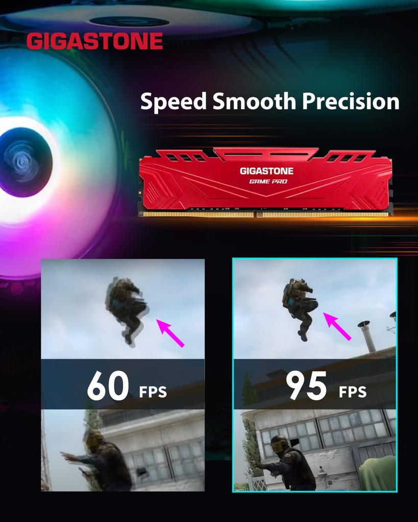 GIGASTONE Game PRO 16 ГБ x 4 DDR4 3200 МГц CL Intel XMP AMD Ryzen UDIMM Без буферизации Игровой модуль памяти для настольного ПК Красный (Комплект 64 ГБ) PC4-25600 16-18-18-40 2.0