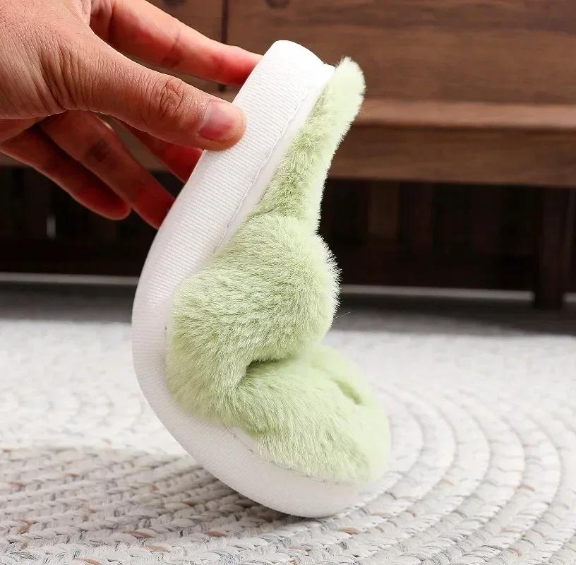 Fashion 2025 Hot Seller Christmas Plush Slippers Winter Warm Cute Home Green Haired Monster Slippers Non Slip Cotten Shoes New Year Gift